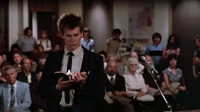 Kevin Bacon broke out in hives shooting the town hall scene due to his fear of public speaking